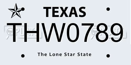 THW0789 Texas License Plate