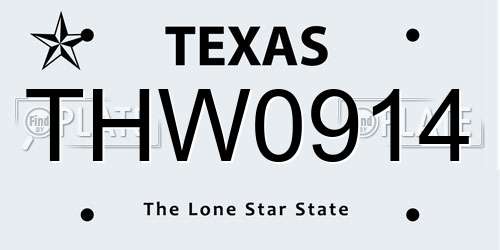 THW0914 Texas License Plate