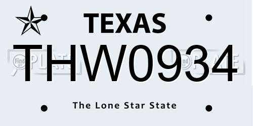 THW0934 Texas License Plate