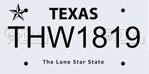 THW1819 Texas License Plate