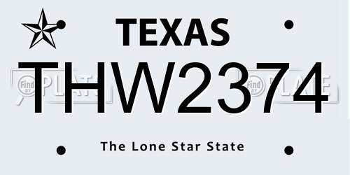 THW2374 Texas License Plate