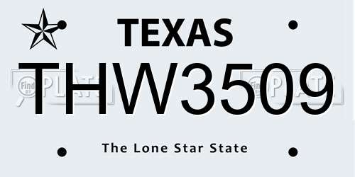 THW3509 Texas License Plate