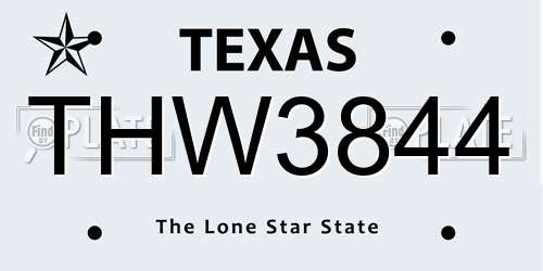 THW3844 Texas License Plate