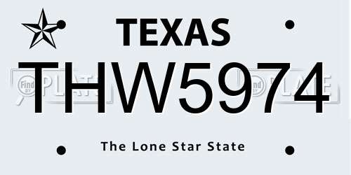 THW5974 Texas License Plate