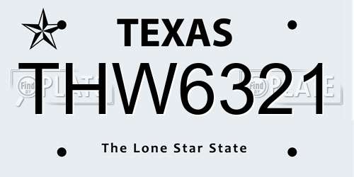 THW6321 Texas License Plate