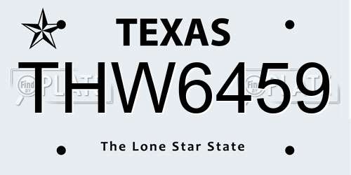 THW6459 Texas License Plate