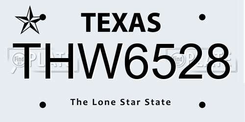 THW6528 Texas License Plate