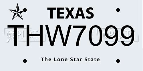 THW7099 Texas License Plate