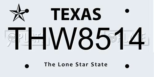 THW8514 Texas License Plate