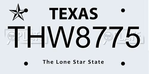 THW8775 Texas License Plate