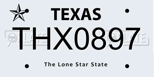THX0897 Texas License Plate