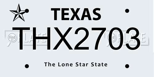 THX2703 Texas License Plate