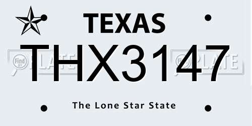 THX3147 Texas License Plate