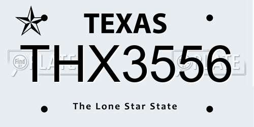 THX3556 Texas License Plate