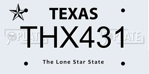 THX431 Texas License Plate