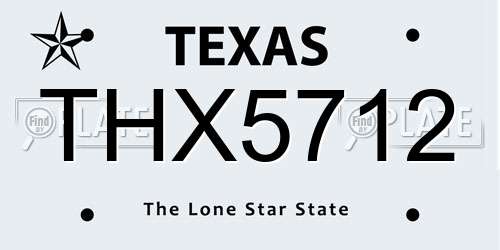 THX5712 Texas License Plate