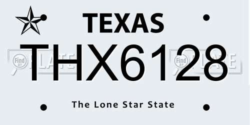 THX6128 Texas License Plate