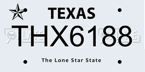 THX6188 Texas License Plate