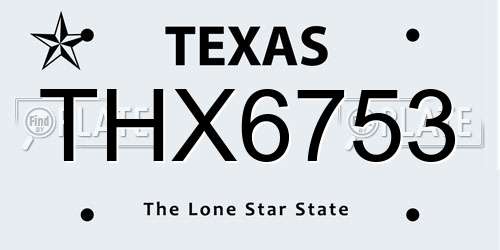 THX6753 Texas License Plate