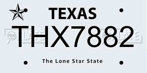 THX7882 Texas License Plate