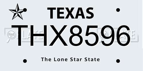 THX8596 Texas License Plate