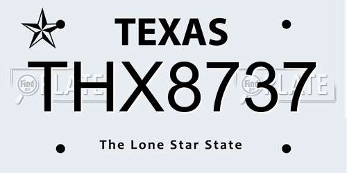THX8737 Texas License Plate