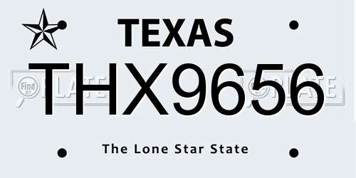 THX9656 Texas License Plate