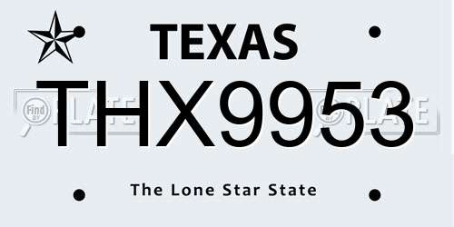 THX9953 Texas License Plate
