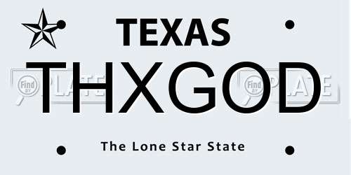 THXGOD Texas License Plate