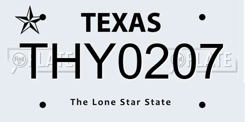 THY0207 Texas License Plate