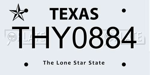 THY0884 Texas License Plate