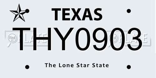 THY0903 Texas License Plate
