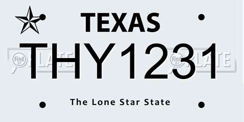 THY1231 Texas License Plate