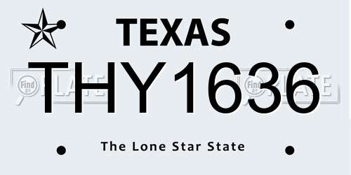 THY1636 Texas License Plate