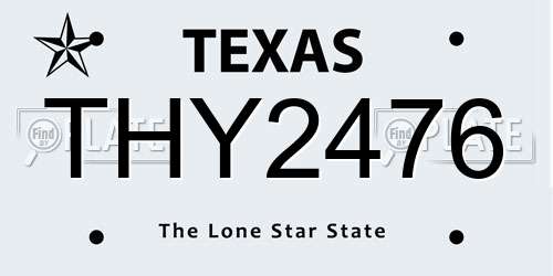 THY2476 Texas License Plate