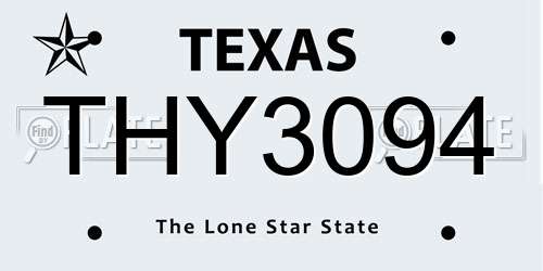 THY3094 Texas License Plate