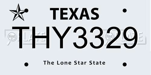 THY3329 Texas License Plate