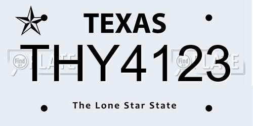 THY4123 Texas License Plate