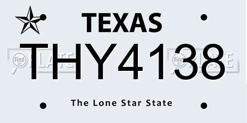 THY4138 Texas License Plate