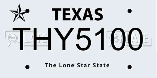THY5100 Texas License Plate