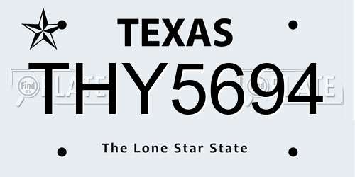 THY5694 Texas License Plate