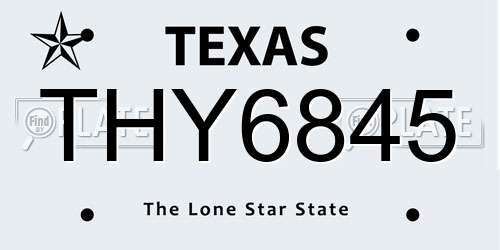 THY6845 Texas License Plate