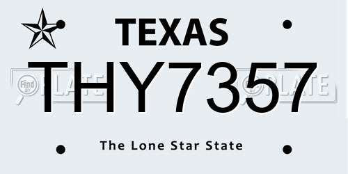THY7357 Texas License Plate