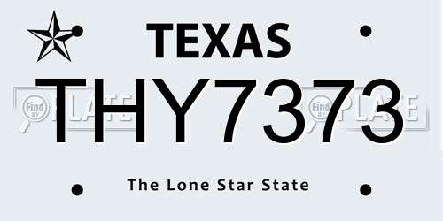 THY7373 Texas License Plate