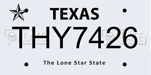 THY7426 Texas License Plate