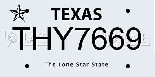 THY7669 Texas License Plate