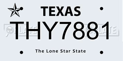 THY7881 Texas License Plate
