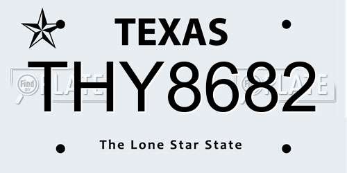 THY8682 Texas License Plate
