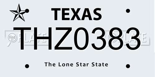 THZ0383 Texas License Plate