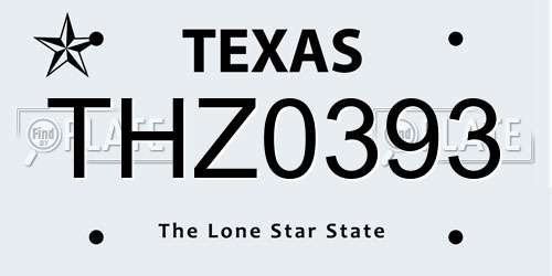 THZ0393 Texas License Plate